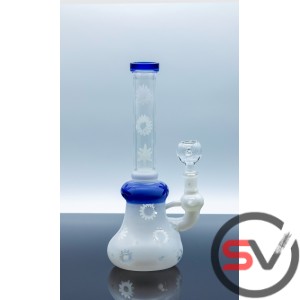 FROSTED FLOWER GLASS WATER PIPE 10inch